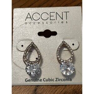 Cubic Zirconia Earrings by Accent Accessories NWT silver tone CZ earrings